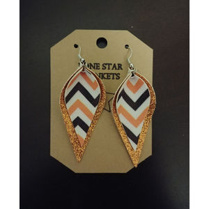 Chevron with Orange Glitter Earring